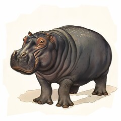 Obraz premium clipart drawing of a hippo on an isolated white background