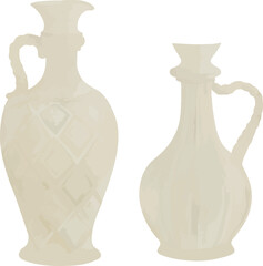 Vector Watercolor vintage illustration, Mediterranean, ceramic carafe, clipart. Invitation, greeting cards, birthday, event, holiday, menu; cooking class; Master Class