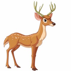 Obraz premium cartoon clipart drawing of a deer on an isolated white background