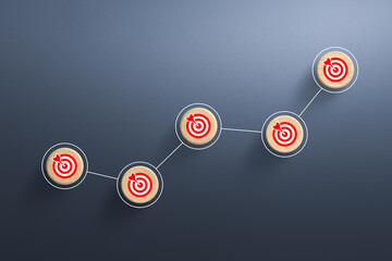 Target icon on wooden cubes. Business strategy target