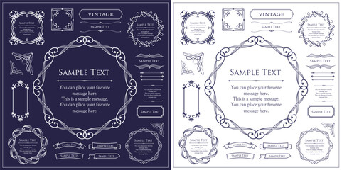 ビンテージフレーム。デザインテンプレート。ゴージャスな額のセット。
