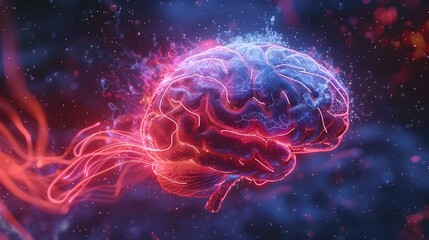 Electrifying Brain Waves Glowing Neural Pathways Symbolizing Inspiring Ideas