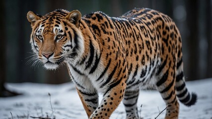 Obraz premium Tiger in the middle of the forest, leopard in the middle of the forest, Bengal tiger, wild animal in the middle of the forest, tiger relaxing