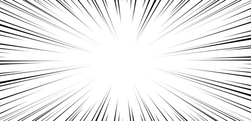 Obraz premium Fast speed lines on white background. Anime comic speed lines movement effect. Vector illustration.