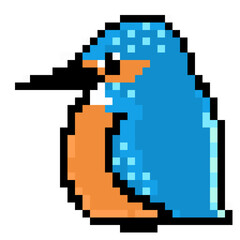 ドット絵, アニマルイラスト, カワセミのオス