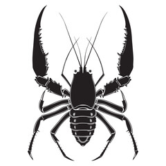 Weaver Crustacean silhouette black and white (Lobster)