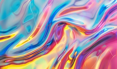 Obraz premium holographic waves on pastel background, 