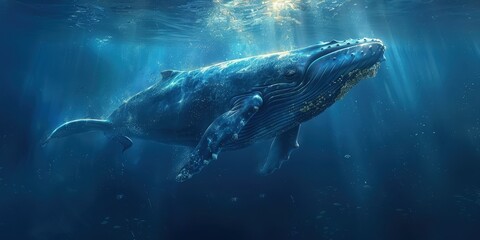 Humpback Whale Gracefully Gliding Through the Ocean