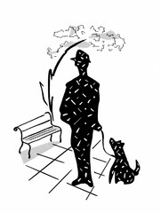 散歩する人物と犬のイメージイラスト