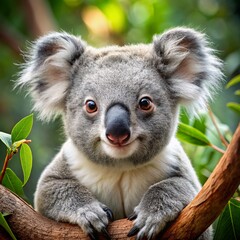 Naklejka premium Cute cartoon baby koala smiling and posing