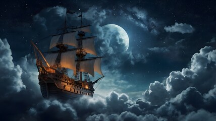 Fototapeta premium ship in the sea, ai generated