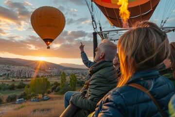 Hot Air Balloon Ride at Sunrise with a Group of People