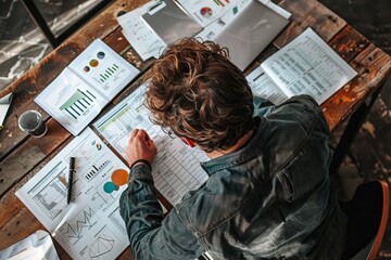 Focused on the Numbers: A Man Working on Financial Data