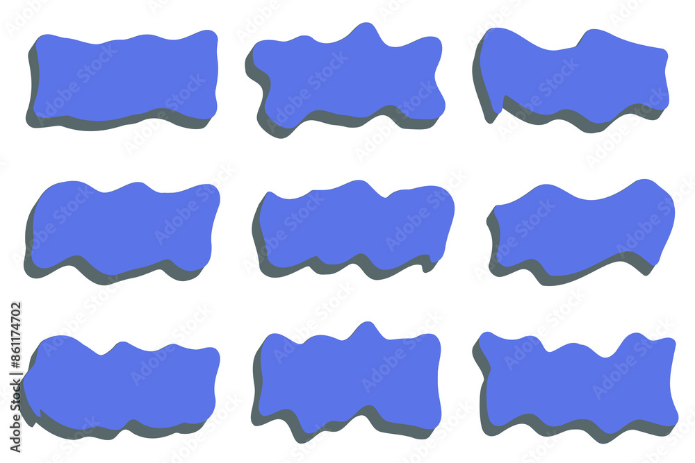 Aufkleber abstract liquid shapes. organic flat blobs with shadow. irregular fluid bubbles. random wavy spots a