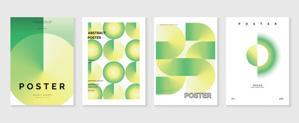 Abstract gradient poster background vector set. Minimalist style cover template with vibrant perspective 3d geometric prism shapes collection. Ideal design for social media, cover, banner, flyer.