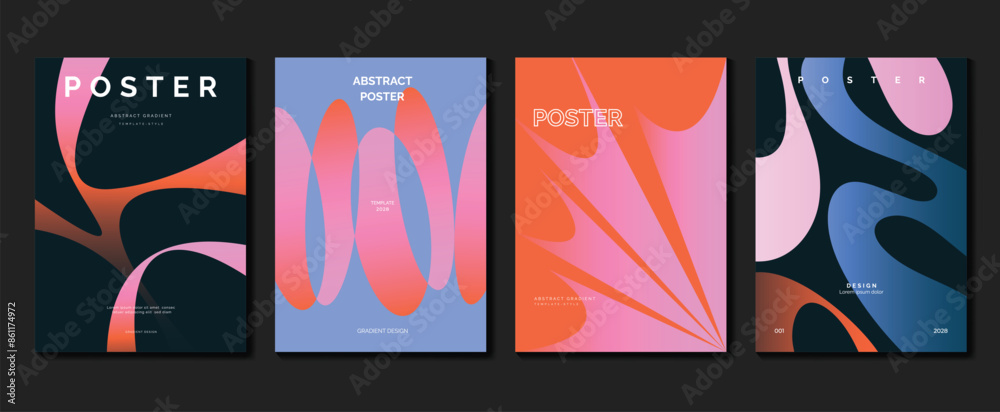 Canvas Prints abstract gradient poster background vector set. minimalist style cover template with vibrant perspec