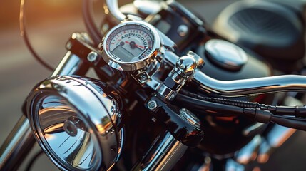Obraz premium Motorcycle control panel with speedometer