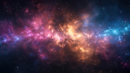 Cosmic dust and stars illuminating a black hole in deep space selective focus, mystical allure, dynamic, double exposure, galaxy backdrop
