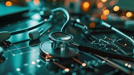 An online medical education program, a medical stethoscope, and health counseling information - Powered by Adobe