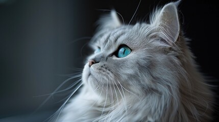 Chinchilla Silver Persian cat that has silver fur and beautiful green eyes.