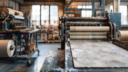 close up of a traditional papermaking machine