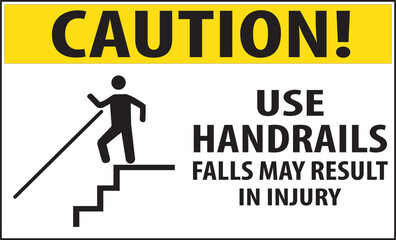 Use handrails warning notice vector.eps