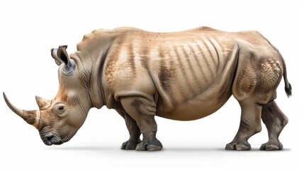 Obraz premium White Rhino Standing on White Background