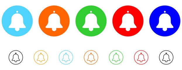 Notification bell icon. Alarm symbol. Ringing bell, notification alert icons. Incoming inbox message. Web interface app icon. Vector isolated elements