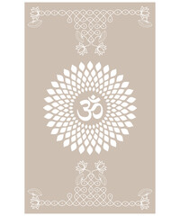 Om symbol with beautiful mandala and lotus flowers. illustration om sign.