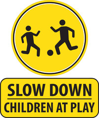 Slow down children at play road sign vector.eps