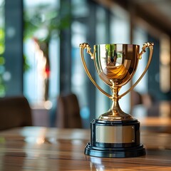 Prestigious Business Trophy Symbolizing Corporate Achievement and Success