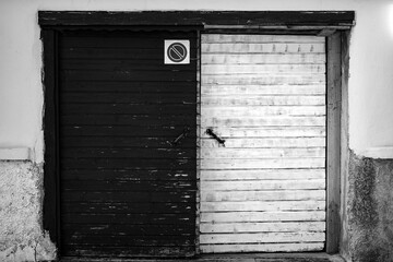 Black and white door representing some symbolism