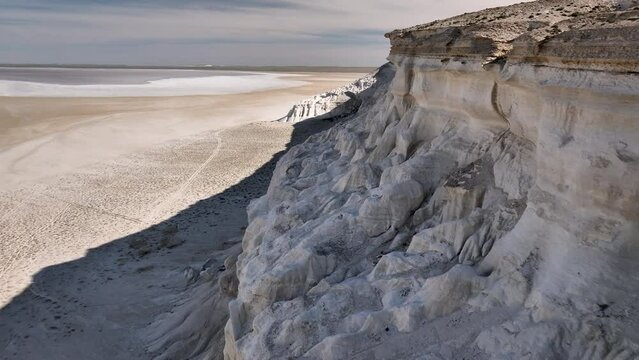 "Sor Tuzbair," with "sor" meaning salt marsh in Kazakh, is a vast area measuring 15 by 4 kilometers. Mangystau Province, western Kazakhstan.