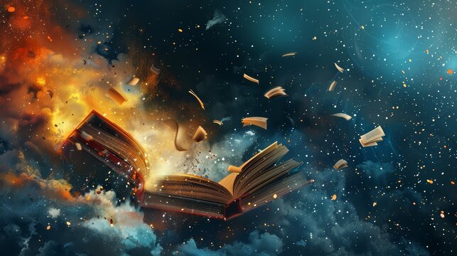 a digital artwork depicting the power of knowledge breaking down barriers