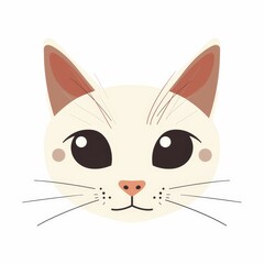 Obraz premium This is a sad cat face head. It's a cartoonistic kawaii kitten animal silhouette. Childish style. Funny baby kitty. Happy Valentine's Day. Love card, banner, sticker print. White background. Modern