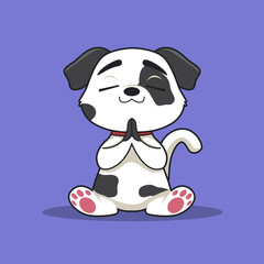 Cute dog doing yoga cartoon vector illustration