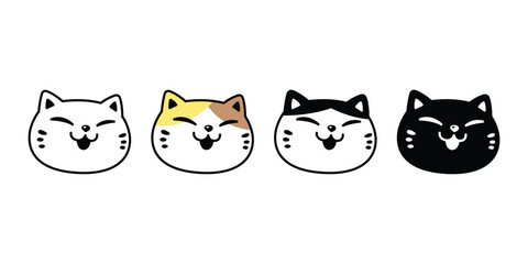 cat vector kitten calico neko bsmile face head icon pet cartoon character munchkin illustration symbol clip art isolated