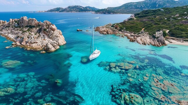 Sailing boat in Salina bamba beach aerial