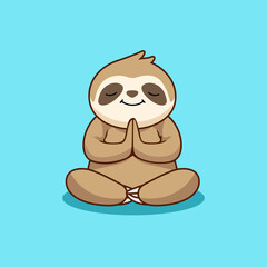 Cute sloth doing meditation cartoon vector illustration © vectornation