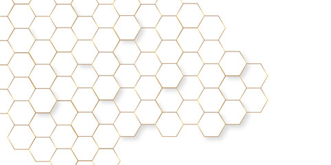 Hexagon concept design abstract technology background. Background with hexagons. Pattern with hexagons illustration of a honeycomb. Futuristic surface hexagon pattern with light rays.	