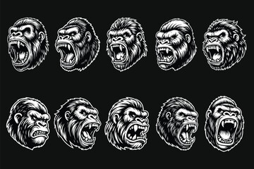 Dark Art Angry Beast Head Black and White Illustration © morspective