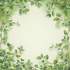Fototapeta premium Nature Inspired Eco Friendly Green Leaf and Branch Frame Background for Designs