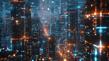 Obraz premium Smart city big data connection technology concept