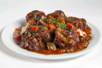 Fototapeta premium Tender Braised Oxtails in Caribbean-inspired Sauce