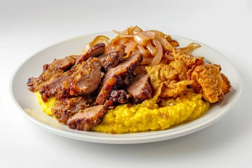 Flavorful Carne Frita Moe'Fongo with Garlic-Infused Mofongo