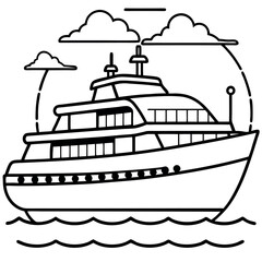 Obraz premium A charming yacht illustration for a kids' colouring sheet. 