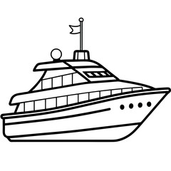 Obraz premium A charming yacht illustration for a kids' colouring sheet. 