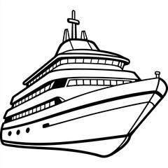 Obraz premium A charming yacht illustration for a kids' colouring sheet. 