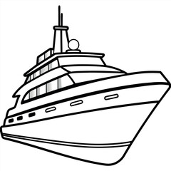 Fototapeta premium A charming yacht illustration for a kids' colouring sheet. 