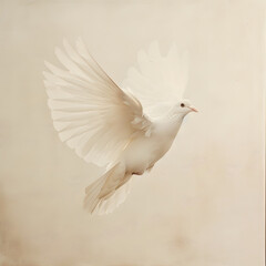 Obraz premium Graceful White Dove in Flight
